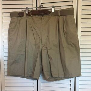 Geoffrey Beene Tan Flat Front Shorts Relaxed Fit